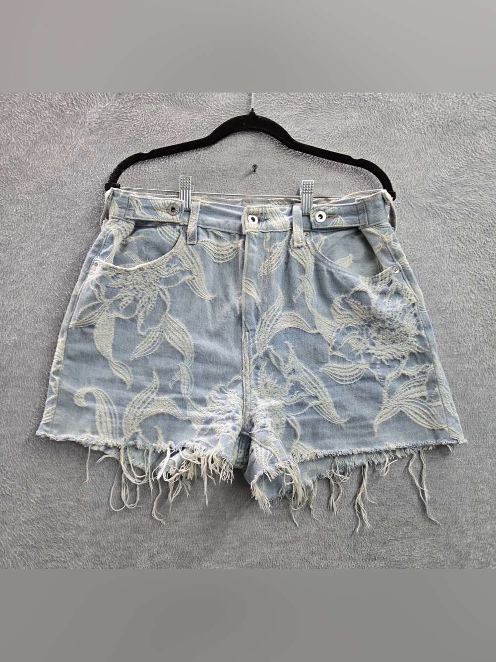 Rare Levi's Made & Crafted Women Shorts W27 Blue Denim Floral Coquettecore Italy